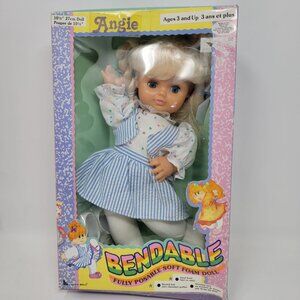 Vintage 1993 Bendable Angie Doll Lucky Bell Fully Posable Soft Foam Doll in Box